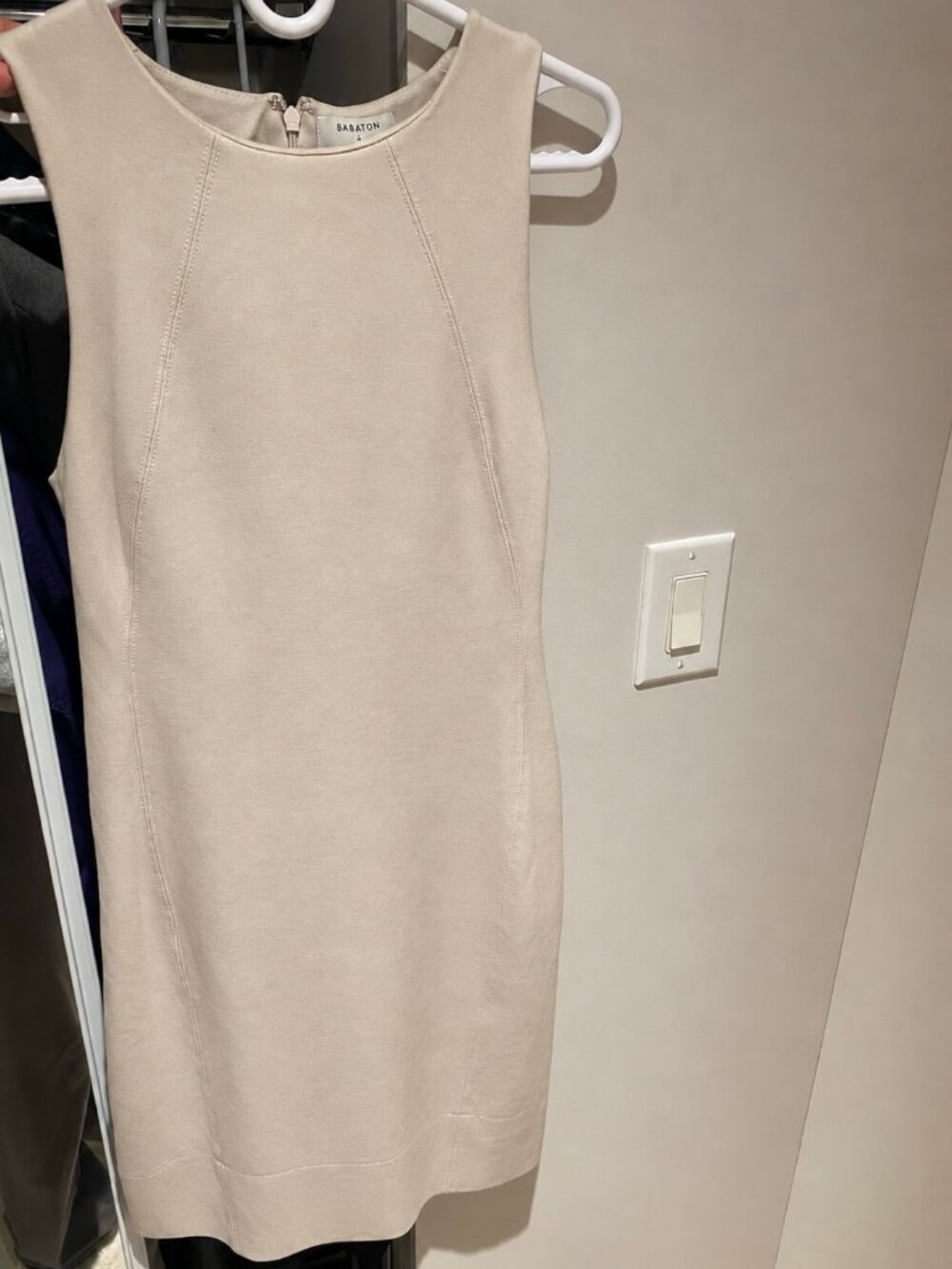 Babaton Beige Sleeveless Sheath Dress | Size 6